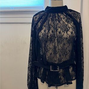 H&M SHEER NWOT Black Lace Blouse